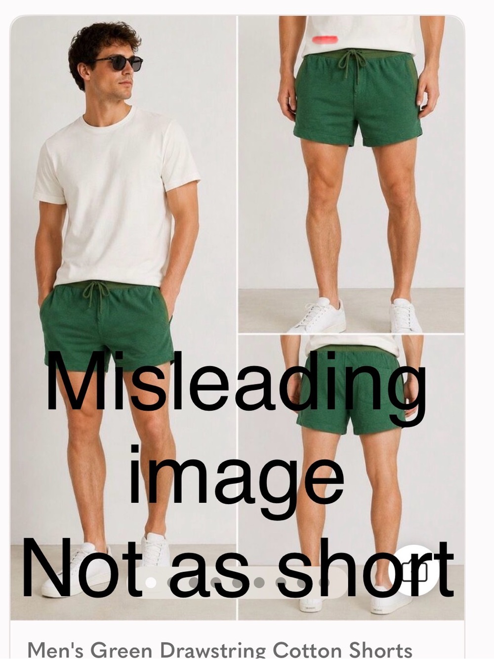 Men's Green Drawstring Cotton Shorts